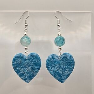 Azure Heart Dangle Earrings
